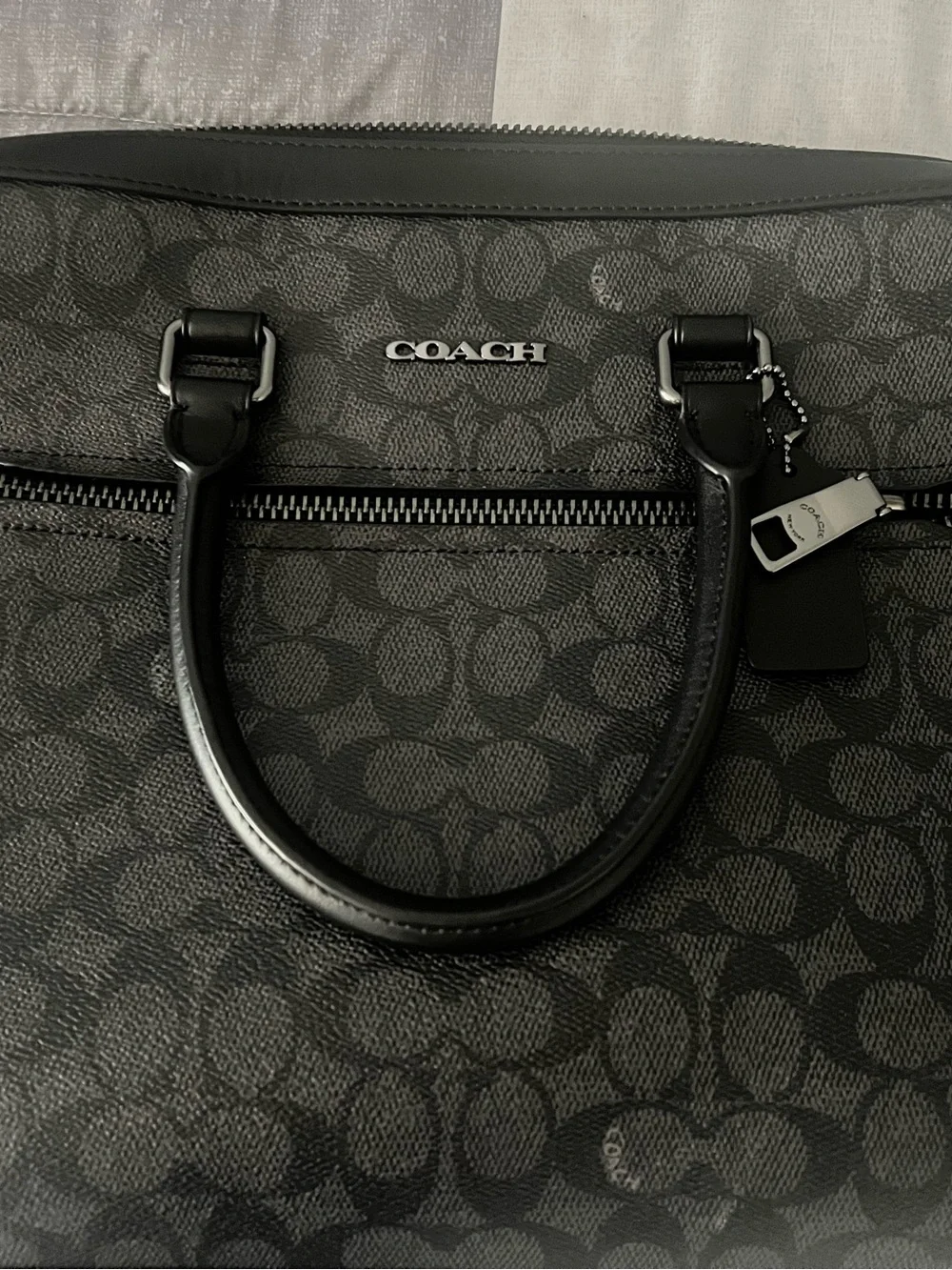 Coach Black & Charcoal Monogram Carryall Tote